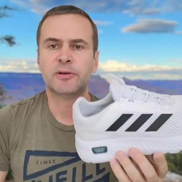 Adidas Men's White and Black Athletic Shoes - Picture 2 of 14